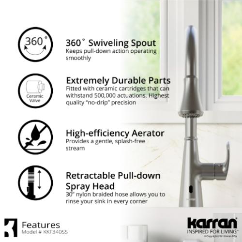 Kadoma Solid Brass Stainless Steel Kitchen Faucet 6