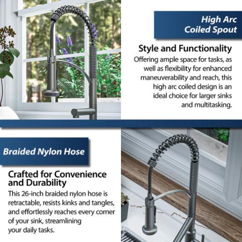 Adlington Solid Brass Gunmetal Grey Kitchen Faucet 4