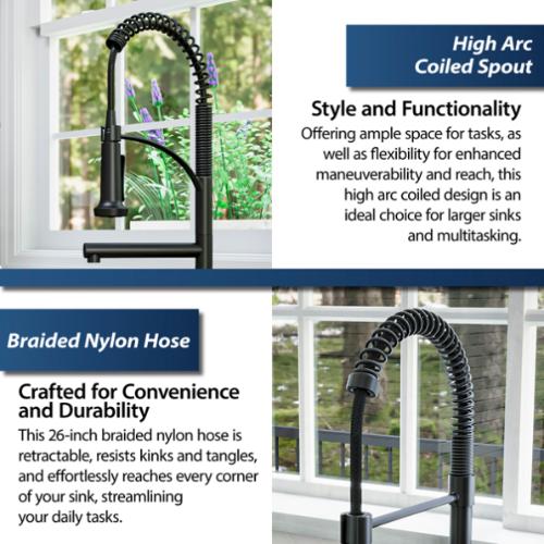 Adlington Solid Brass Matte Black Kitchen Faucet 3