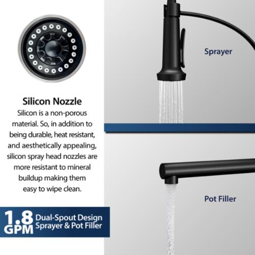 Adlington Solid Brass Matte Black Kitchen Faucet 5