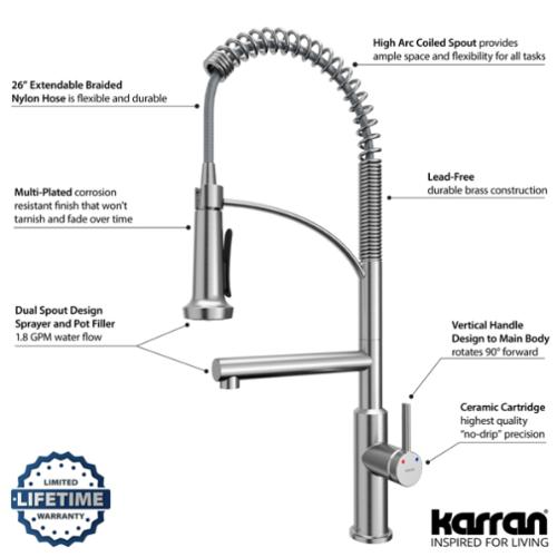 Adlington Solid Brass Stainless Steel Kitchen Faucet 5