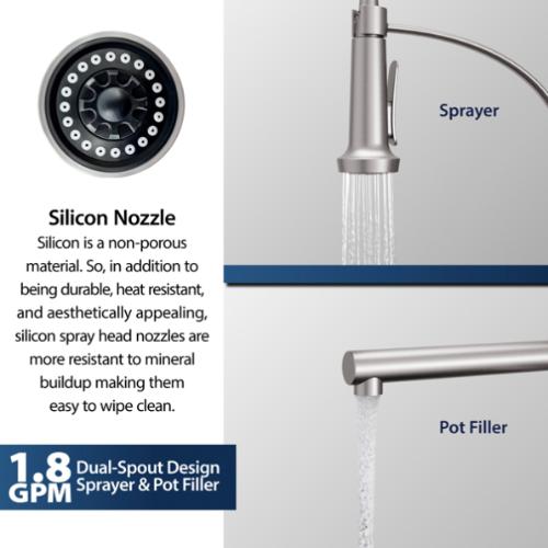 Adlington Solid Brass Stainless Steel Kitchen Faucet 6