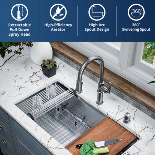Brampton Solid Brass Gunmetal Grey Kitchen Faucet 2