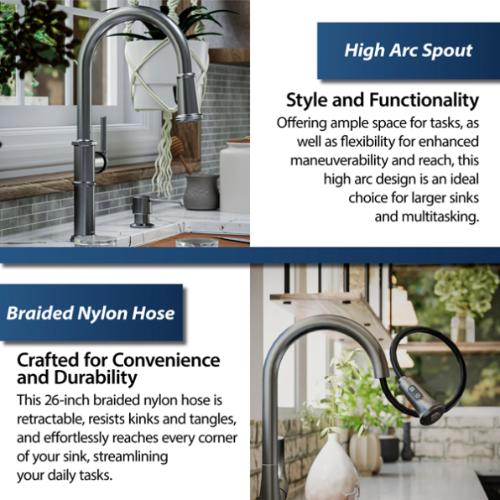 Brampton Solid Brass Gunmetal Grey Kitchen Faucet 4