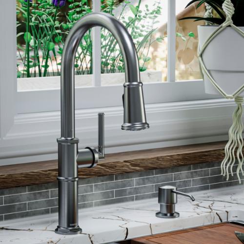 Brampton Solid Brass Gunmetal Grey Kitchen Faucet 7