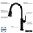 Brampton Solid Brass Matte Black Kitchen Faucet 5