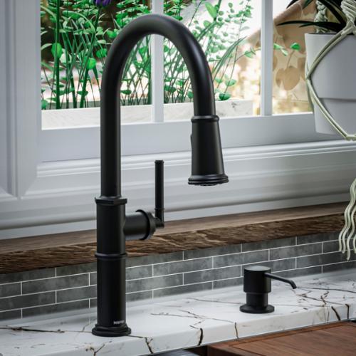 Brampton Solid Brass Matte Black Kitchen Faucet 7