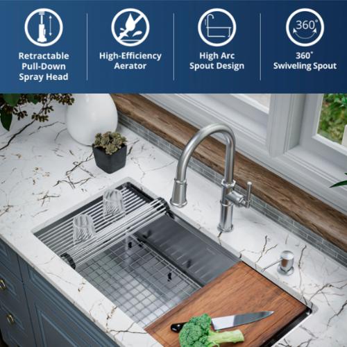 Brampton Solid Brass Stainless Steel Kitchen Faucet 2