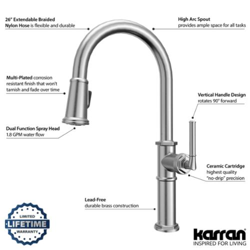 Brampton Solid Brass Stainless Steel Kitchen Faucet 5