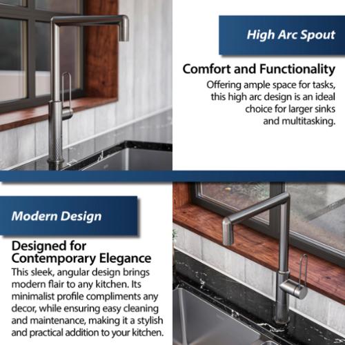 Sherman Solid Brass Gunmetal Grey Kitchen Faucet 4