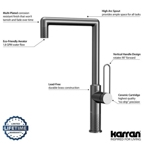 Sherman Solid Brass Gunmetal Grey Kitchen Faucet 5