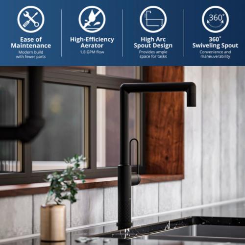 Sherman Solid Brass Matte Black Kitchen Faucet 2
