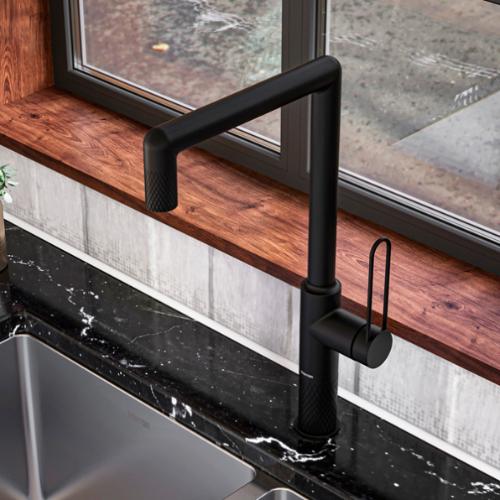 Sherman Solid Brass Matte Black Kitchen Faucet 7