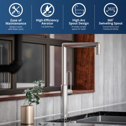 Sherman Solid Brass Stainless Steel Kitchen Faucet 2