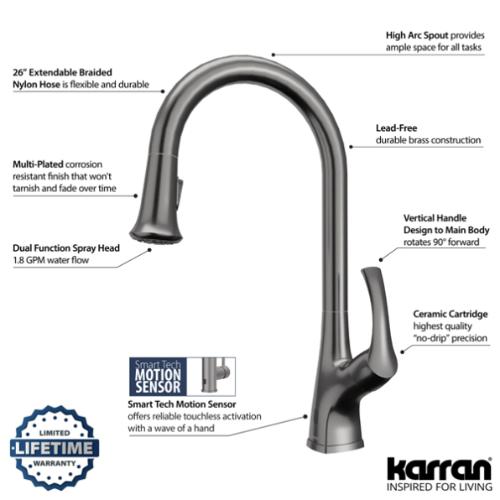 Chantilly Solid Brass Gunmetal Grey Kitchen Faucet 5