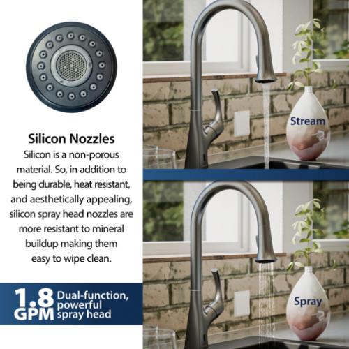 Chantilly Solid Brass Gunmetal Grey Kitchen Faucet 6