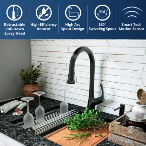 Chantilly Solid Brass Matte Black Kitchen Faucet 2