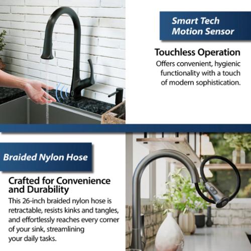 Chantilly Solid Brass Matte Black Kitchen Faucet 4