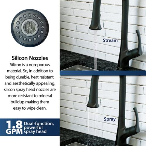 Chantilly Solid Brass Matte Black Kitchen Faucet 6