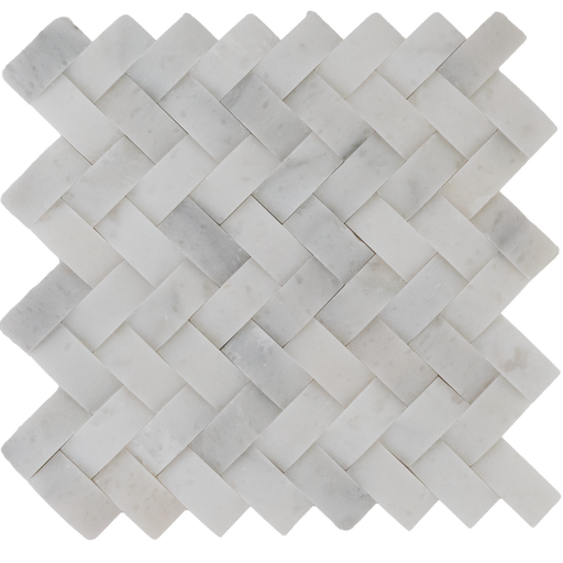 Marble Snow White Braid Mosaic Honed 1