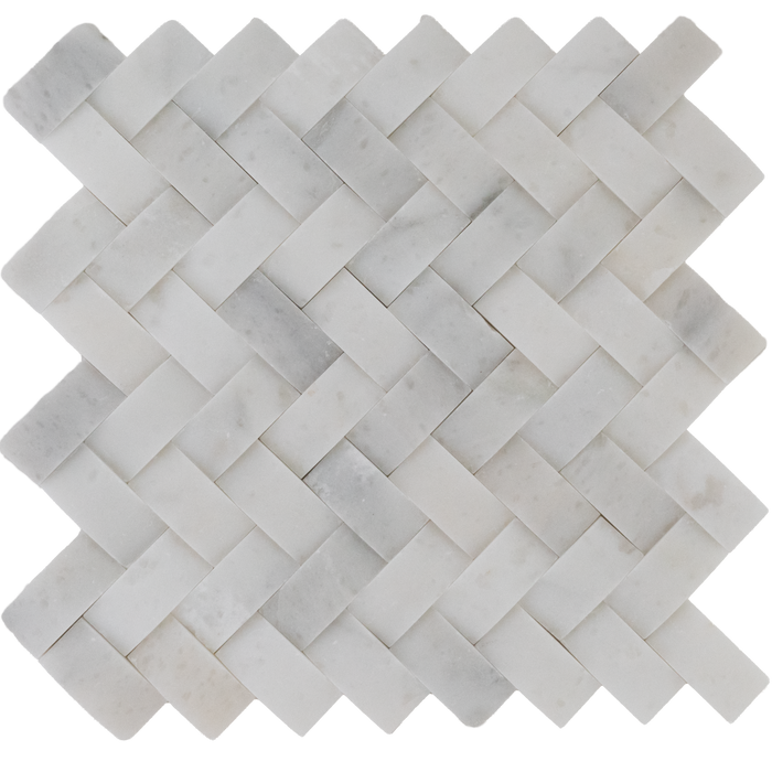 Marble Snow White Braid Mosaic Honed 1