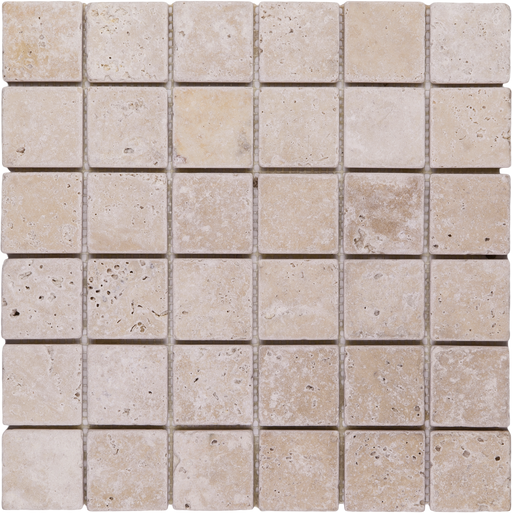 Travertine Extra Light Mosaic Tumbled 1