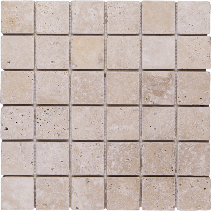 Travertine Extra Light Mosaic Tumbled 1