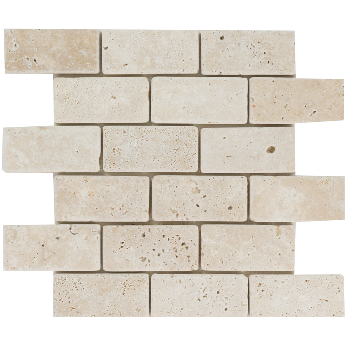 Travertine Extra Light Mosaic Tumbled 1