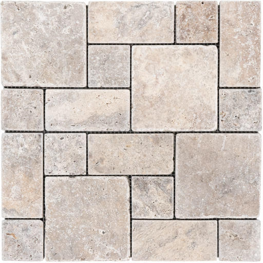 Travertine Nordic Silver Mosaic Tumbled 1