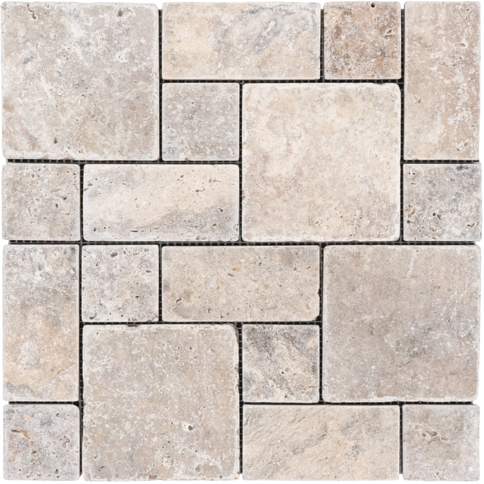 Travertine Nordic Silver Mosaic Tumbled 1