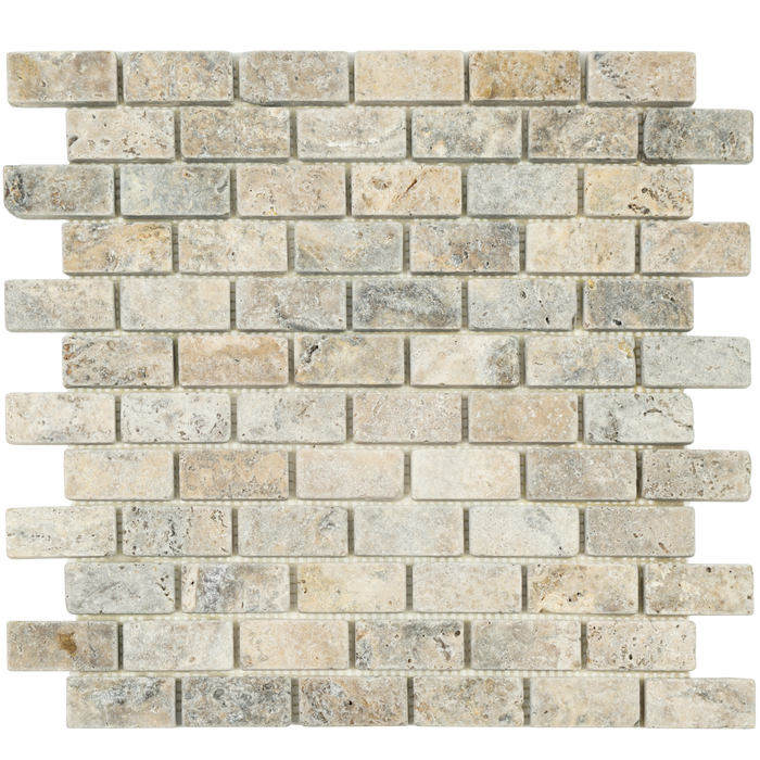 Travertine Nordic Silver Mosaic Tumbled 1