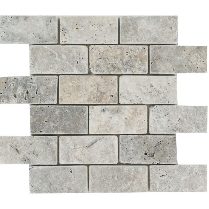 Travertine Nordic Silver Mosaic Tumbled 1