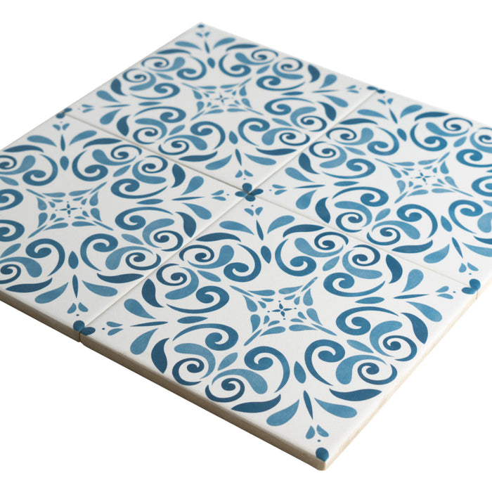 Porcelain Aquarel Deco Vega Blue Tile Matte 2