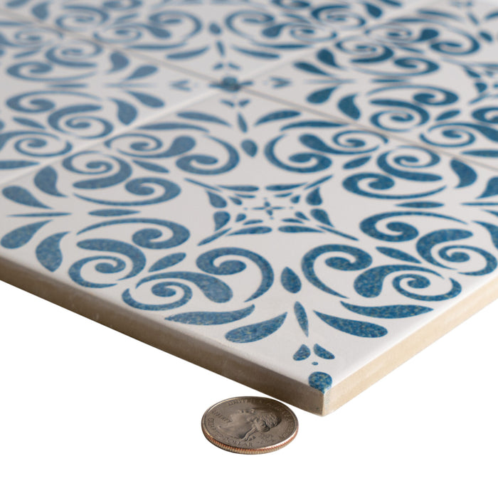 Porcelain Aquarel Deco Vega Blue Tile Polished 2