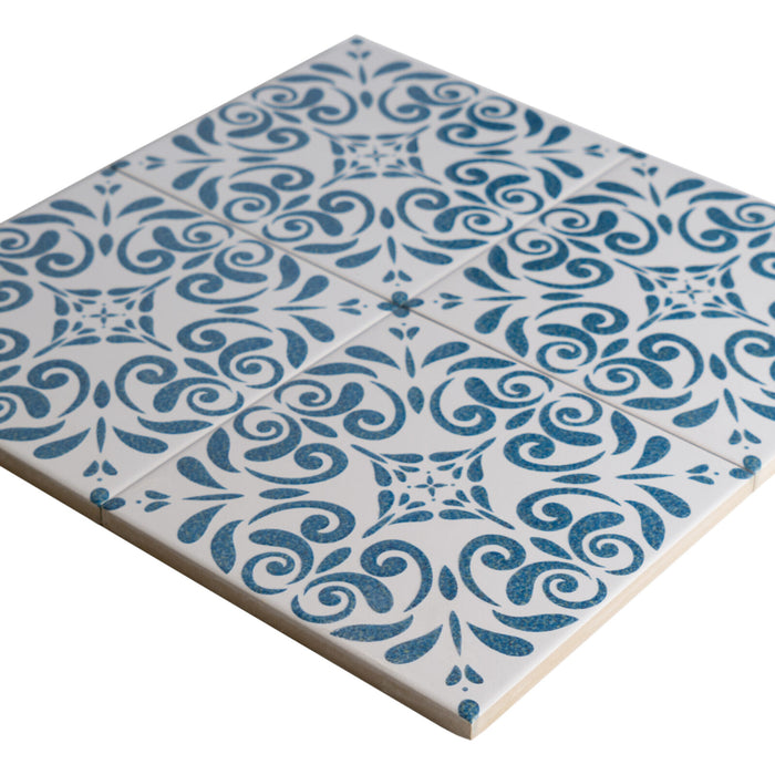 Porcelain Aquarel Deco Vega Blue Tile Polished 3