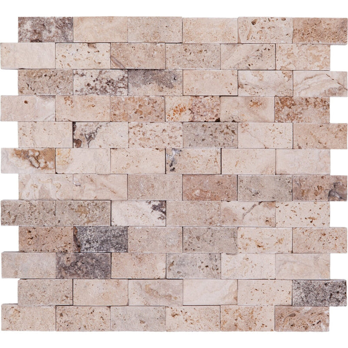 Travertine Tiramisu Mosaic Split Face 1