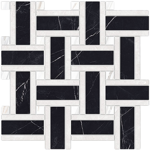 Porcelain Marquina Black-White Mosaic Polished 1