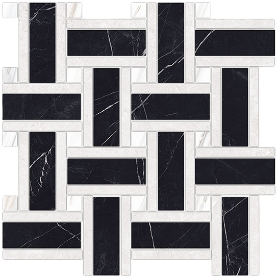 Porcelain Marquina Black-White Mosaic Polished 1