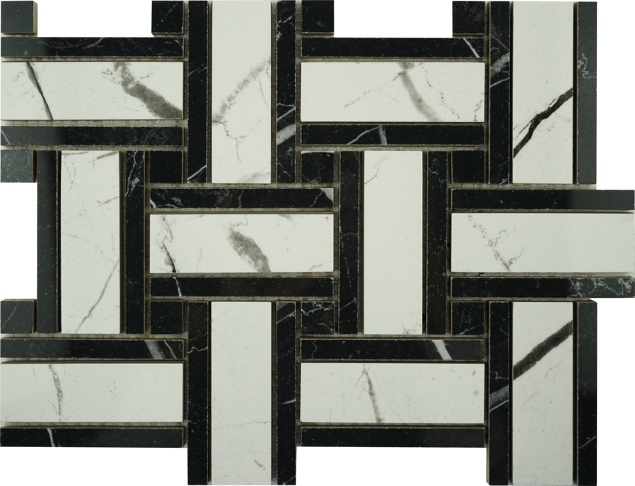 Porcelain Marquina White-Black Mosaic Polished 1