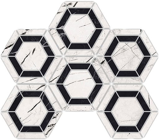 Porcelain Marquina W/B Double Mosaic Polished 1