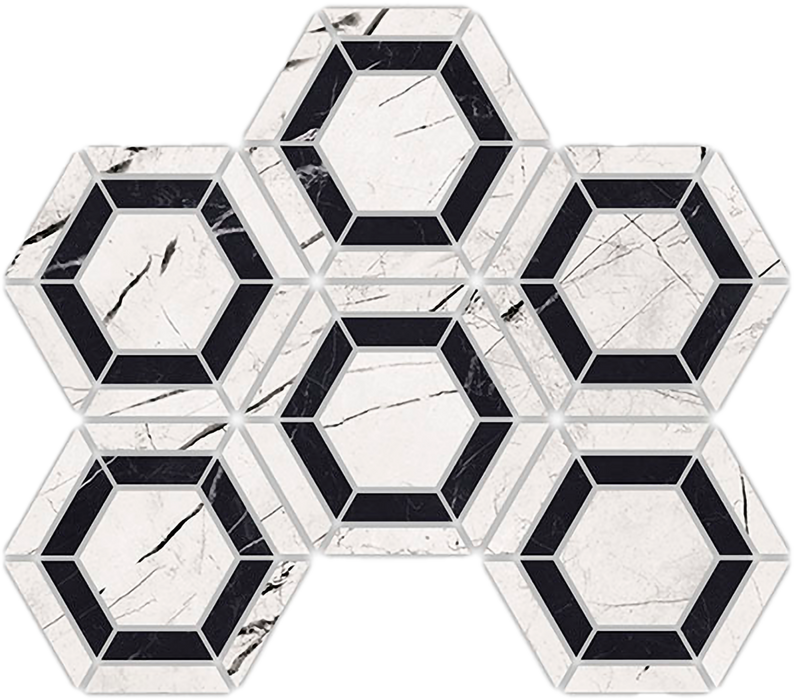 Porcelain Marquina W/B Double Mosaic Polished 1