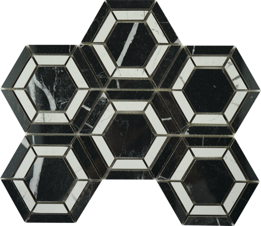 Porcelain Marquina B/W Double Mosaic Polished 1