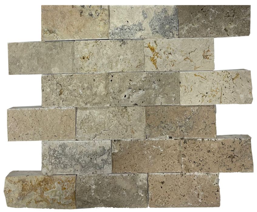 Travertine Ivory Rustic Mosaic Split Face 1