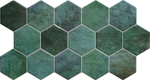 Porcelain Hex Zellige Verde Tile Glossy 1