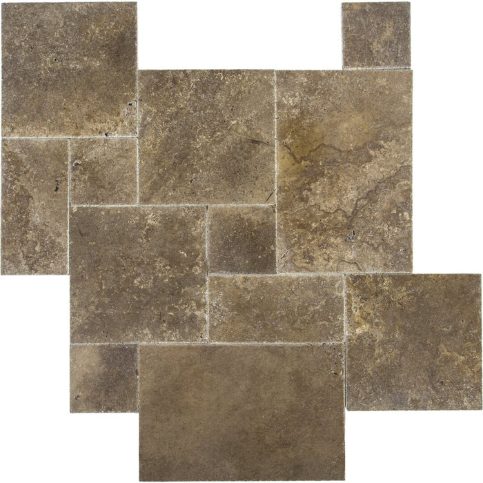 Travertine American Chestnut Versailles Pattern Chiseled & Brushed 6