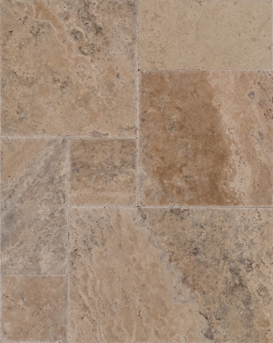 Travertine Colorado Versailles Pattern Chiseled & Brushed 1