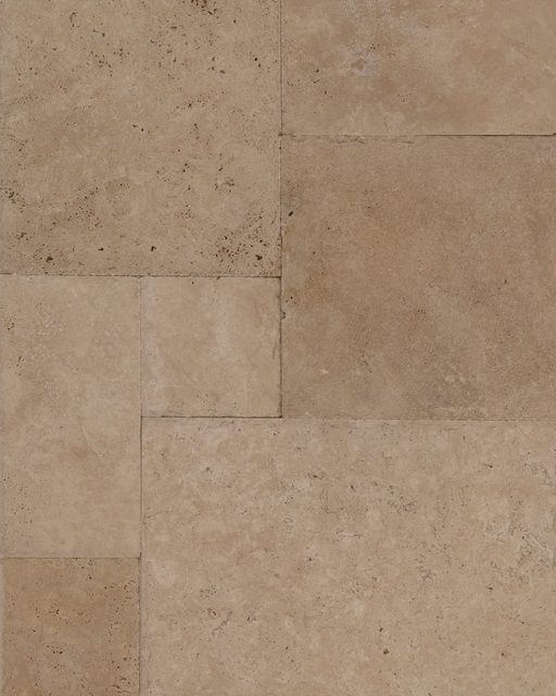 Travertine Extra Light Versailles Pattern Chiseled & Brushed 1