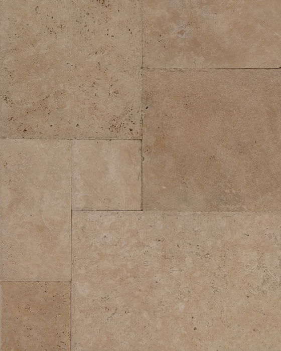 Travertine Extra Light Versailles Pattern Chiseled & Brushed 1