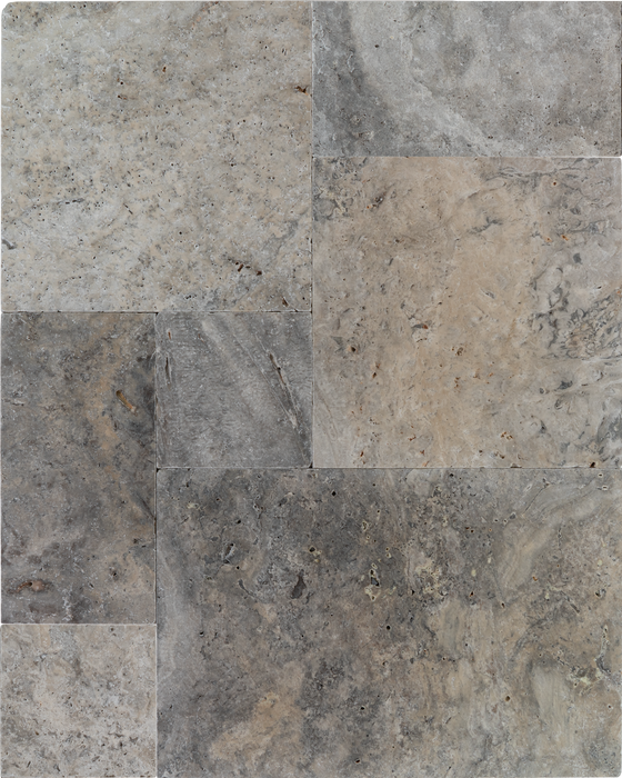 Travertine Nordic Silver Versailles Pattern Tumbled 1