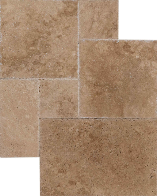 Travertine Ivory Light Versailles Pattern Chiseled & Brushed 1
